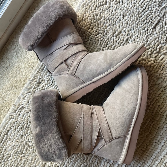 Lam Shearling Slate Grey Strappy Boots - Picture 8 of 9